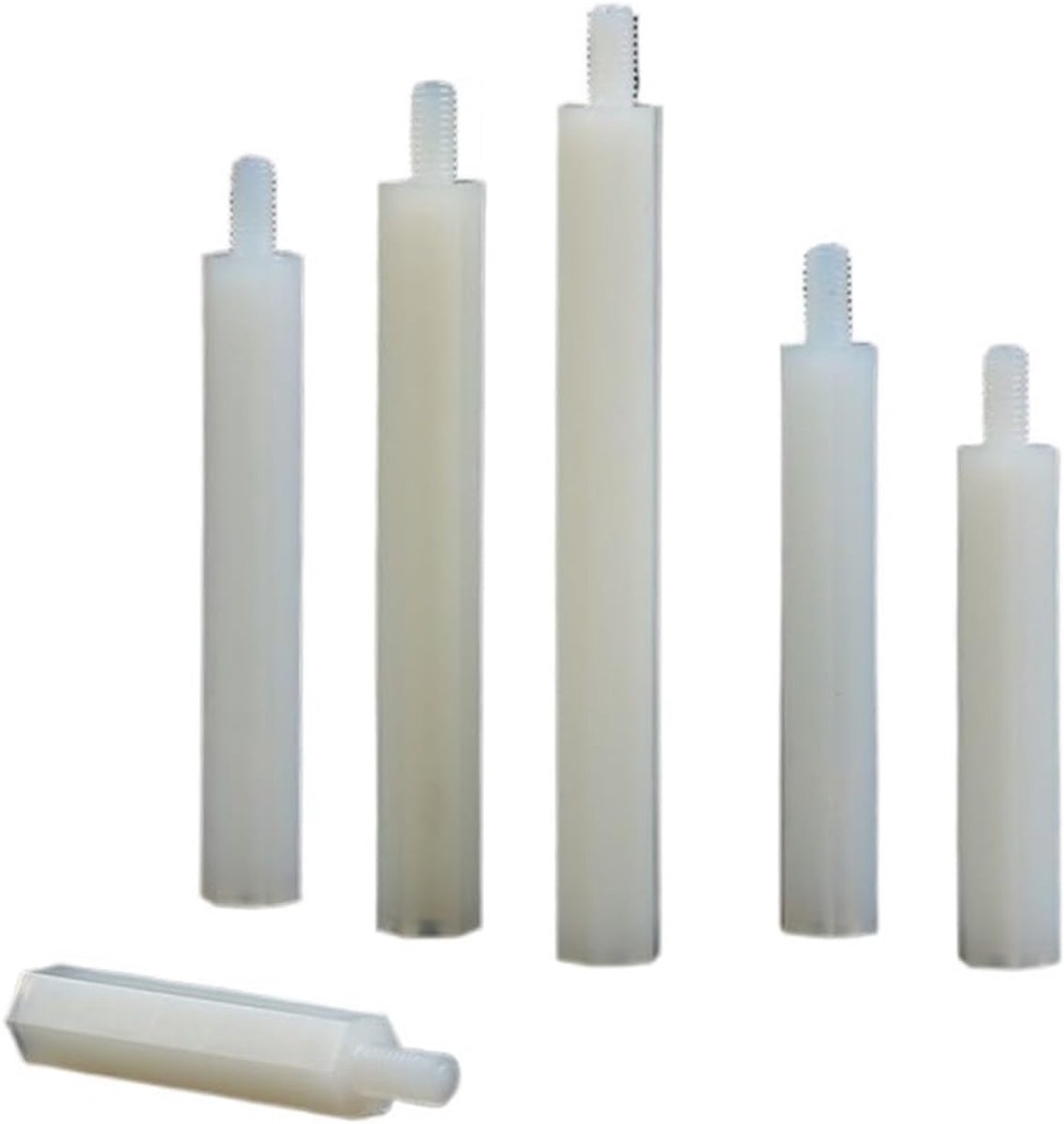 Afstandsstukken Nylon - Zeskant Schroeven - Printplaten Monteren - Man-Vrouw Schroefdraad - 50 stuks M3 - Wit