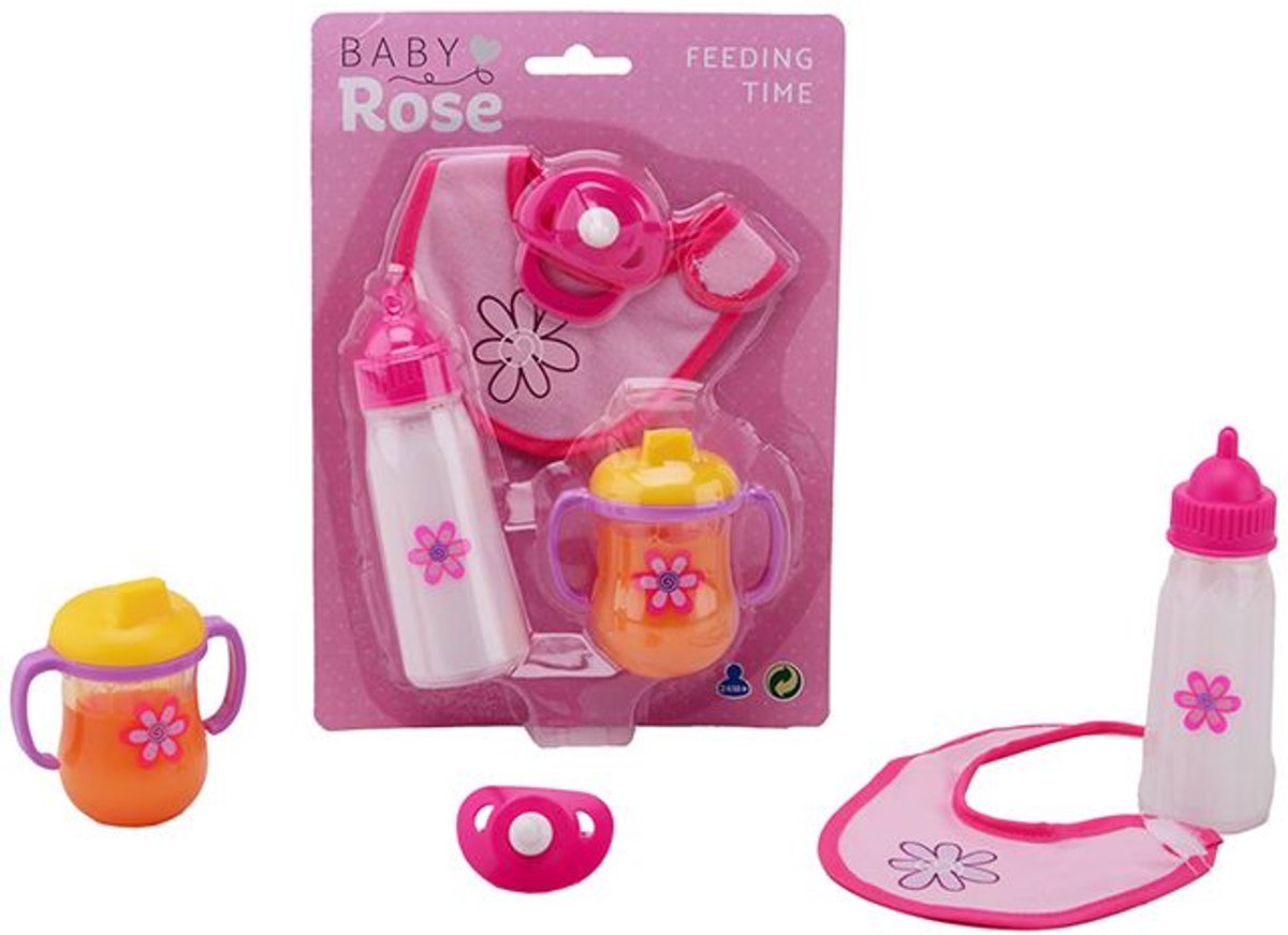 Johntoy Poppenspeelset Baby Rose 4-delig Roze — afbeelding 8