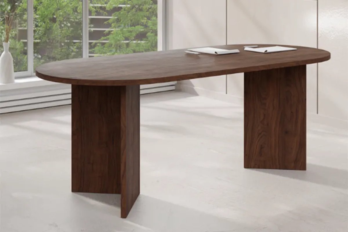 Woonenzo Ravi - Eettafel - Ovaal - Walnoot - 200 cm - 6 persoons - 8 persoons - Japandi