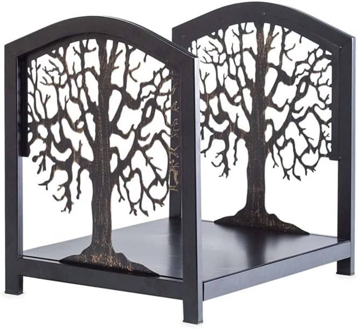 Brandhouthouder - Houtrek Open Haard - Haardhout Opslag - Stevig IJzeren Frame - 42cm x 35cm x 40cm - Zwart