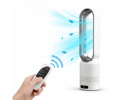 HomeGoodies Bladloze Ventilator met Afstandsbediening – Stil – 8 standen - 90° Oscillatie & Timer – Slaapkamer & Woonkamer - Zilver