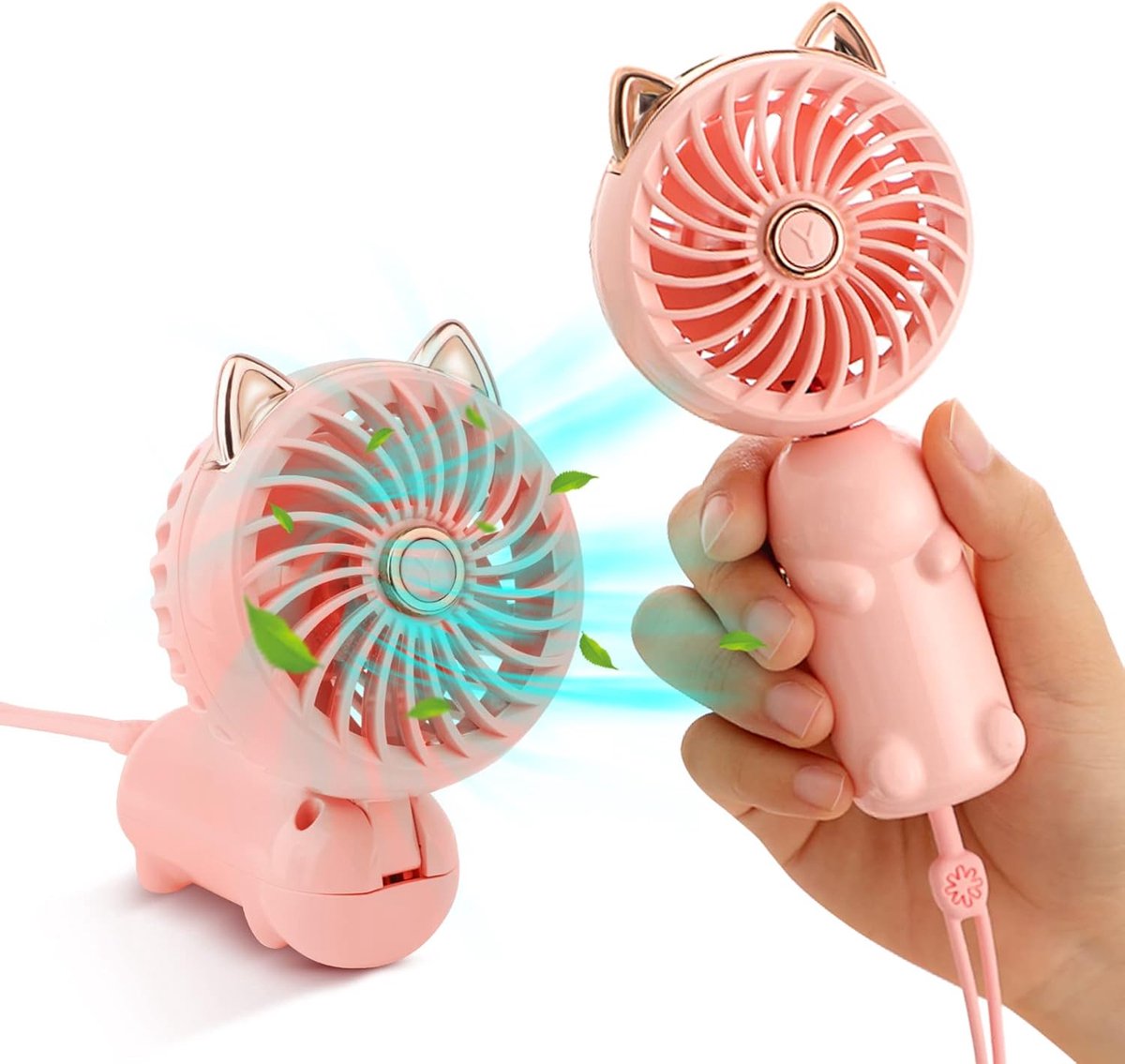 LISM-Mini draagbare ventilator met oplaadbare batterij en 3 windsnelheden. Leuke kleine ventilator, geschikt voor meisjes/dames/kinderen voor gebruik buitenshuis. Opvouwbaar, perfect om op een bureau/tafel/in de slaapkamer te plaatsen - Groen.