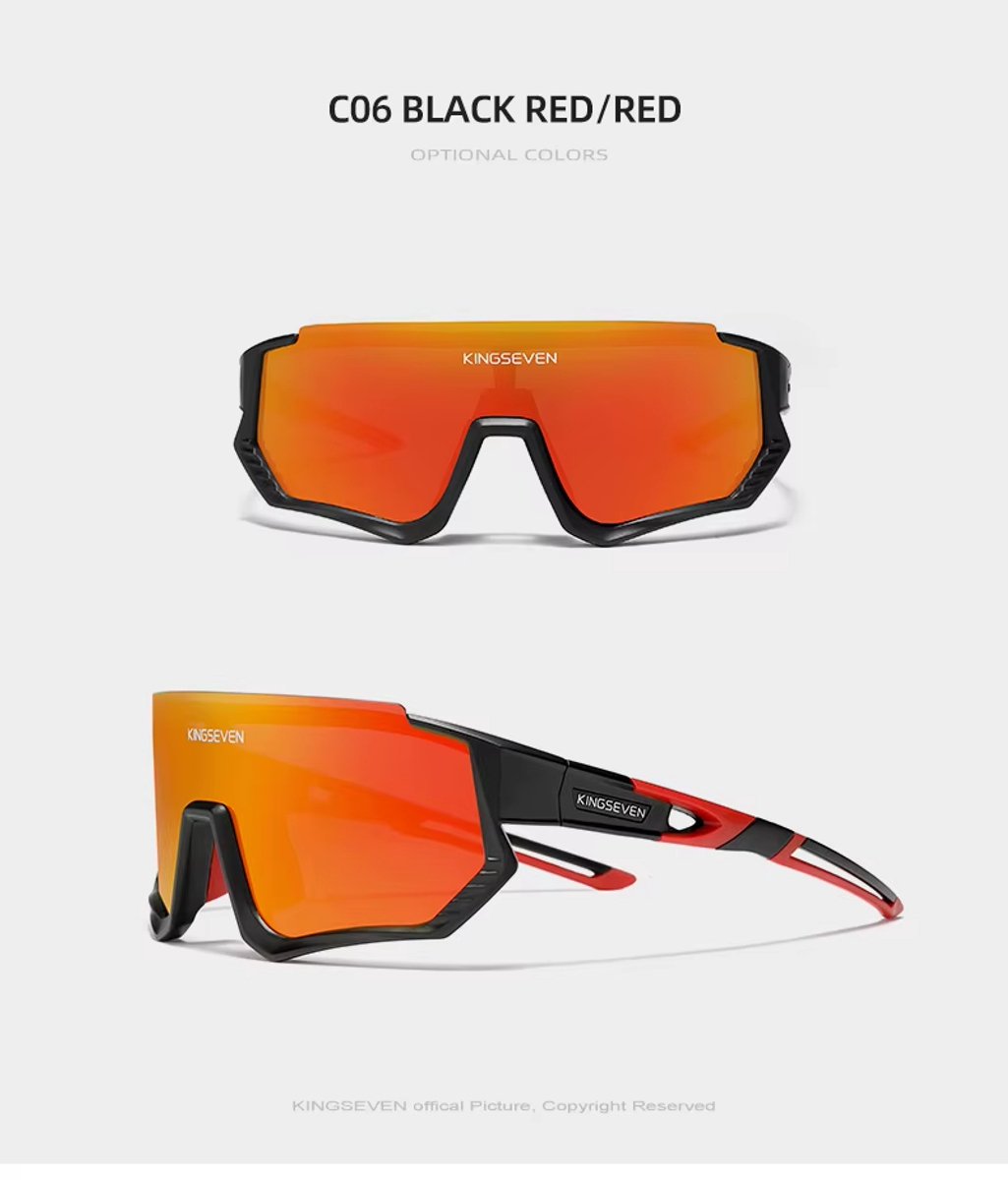Kingseven Wielren Zonnebril UV400 – Oranje Spiegelglas