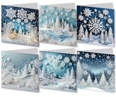 6 Diamond Painting Kerstkaarten - 15x15cm - Christmas kaarten met enveloppen - Diamond painting complete set
