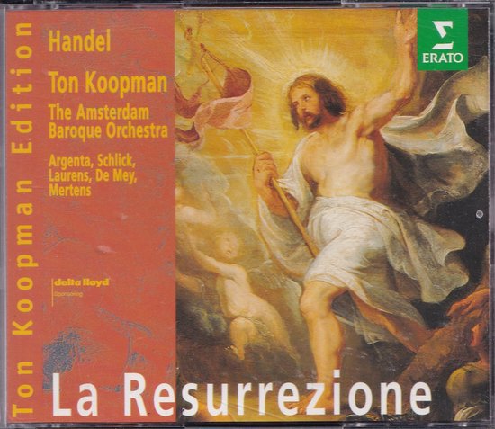 CD-hoes met schilderij van de opstanding, tekst: Handel, Ton Koopman, The Amsterdam Baroque Orchestra, La Resurrezione.