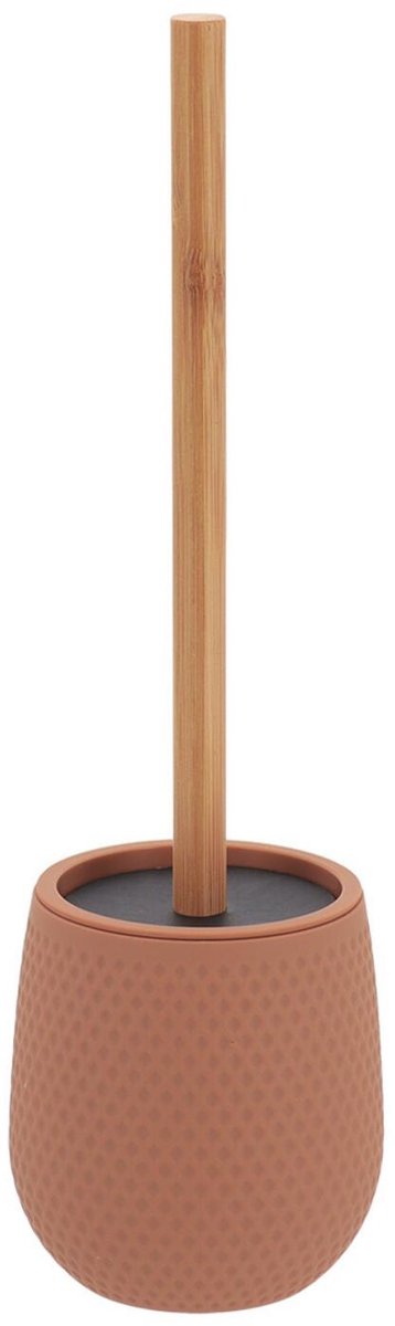 Tendance toiletborstel honeycomb - bruin - D11 x H39 cm - rubber/bamboe - wc borstel