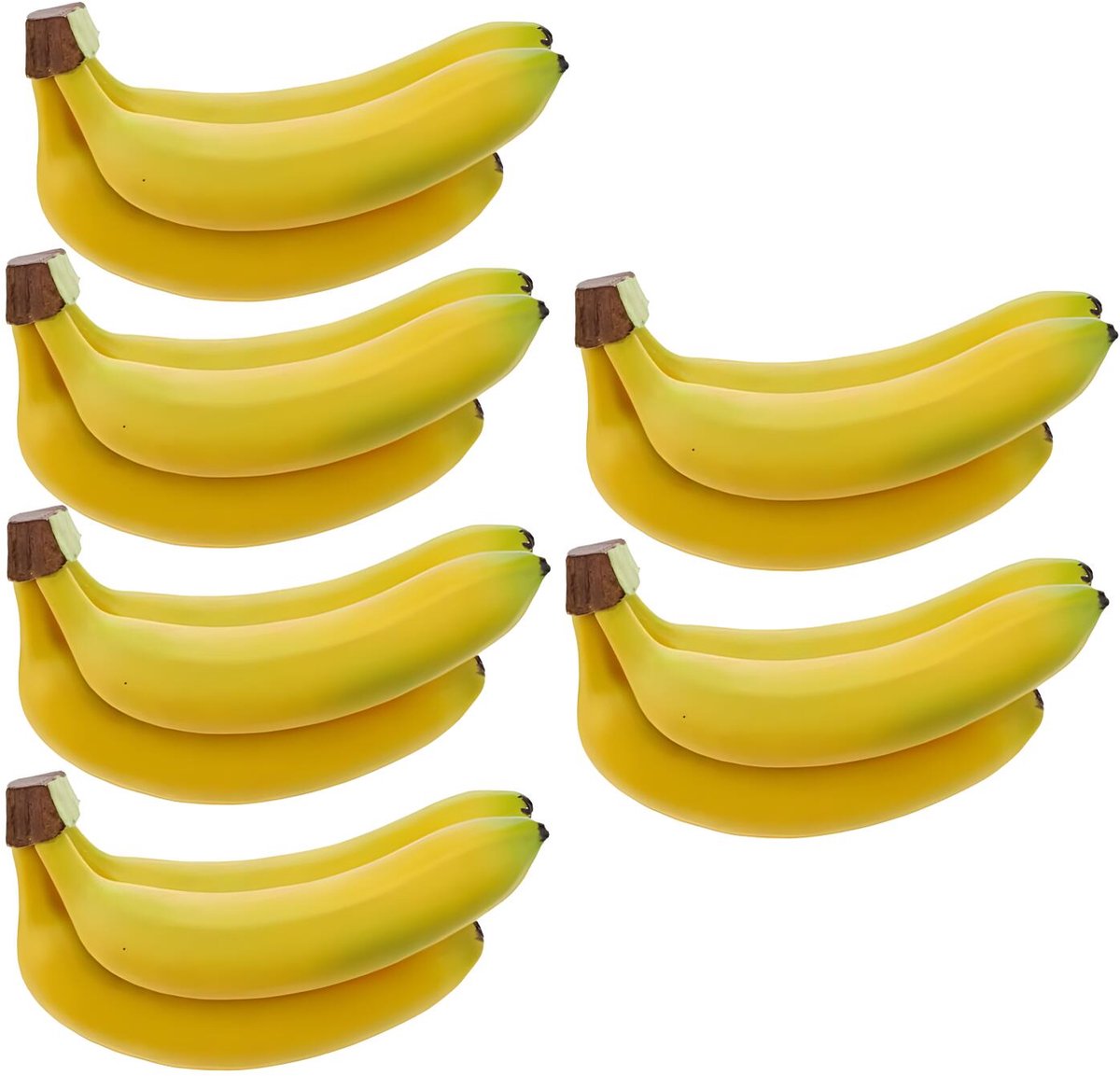 Bellatio Design kunstfruit banaan - deco food - real touch - 20 cm - 6x bananen - tros