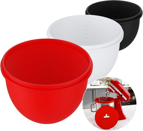 Siliconen komvoeringen - Mixer accessoires - Bakken en mengen - Met deksel - 5 Qt - Zwart — afbeelding 5