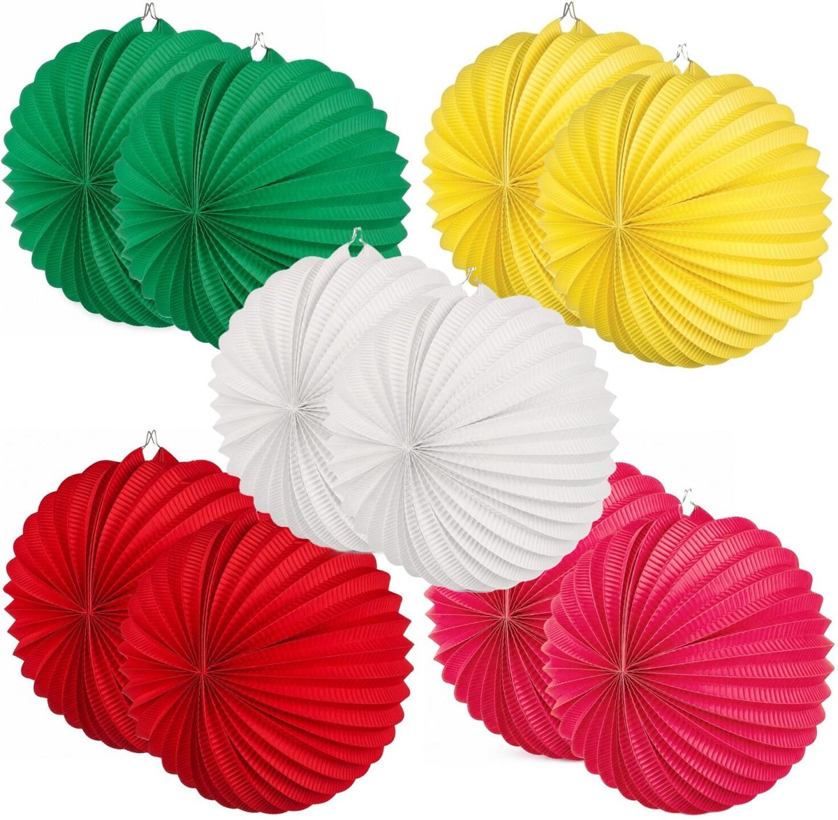 Boland Lampionnen van papier - rond - set van 10x stuks - Dia 22 cm - Versiering - mix van 5 kleuren