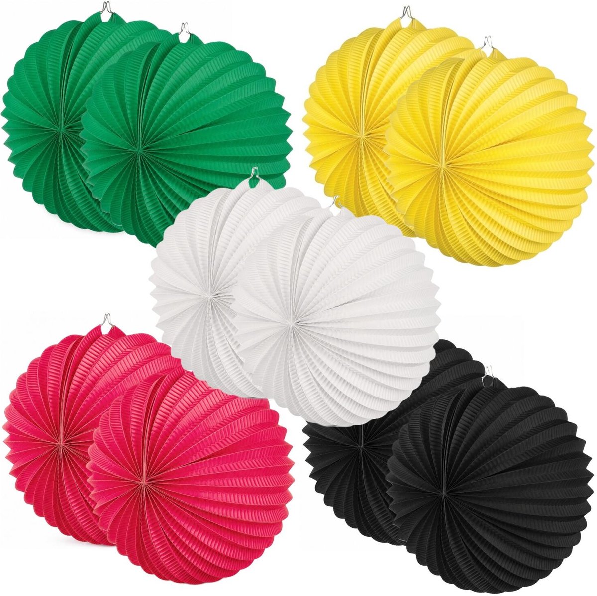 Boland Lampionnen van papier - rond - set van 20x stuks - Dia 22 cm - Versiering - mix van 5 kleuren