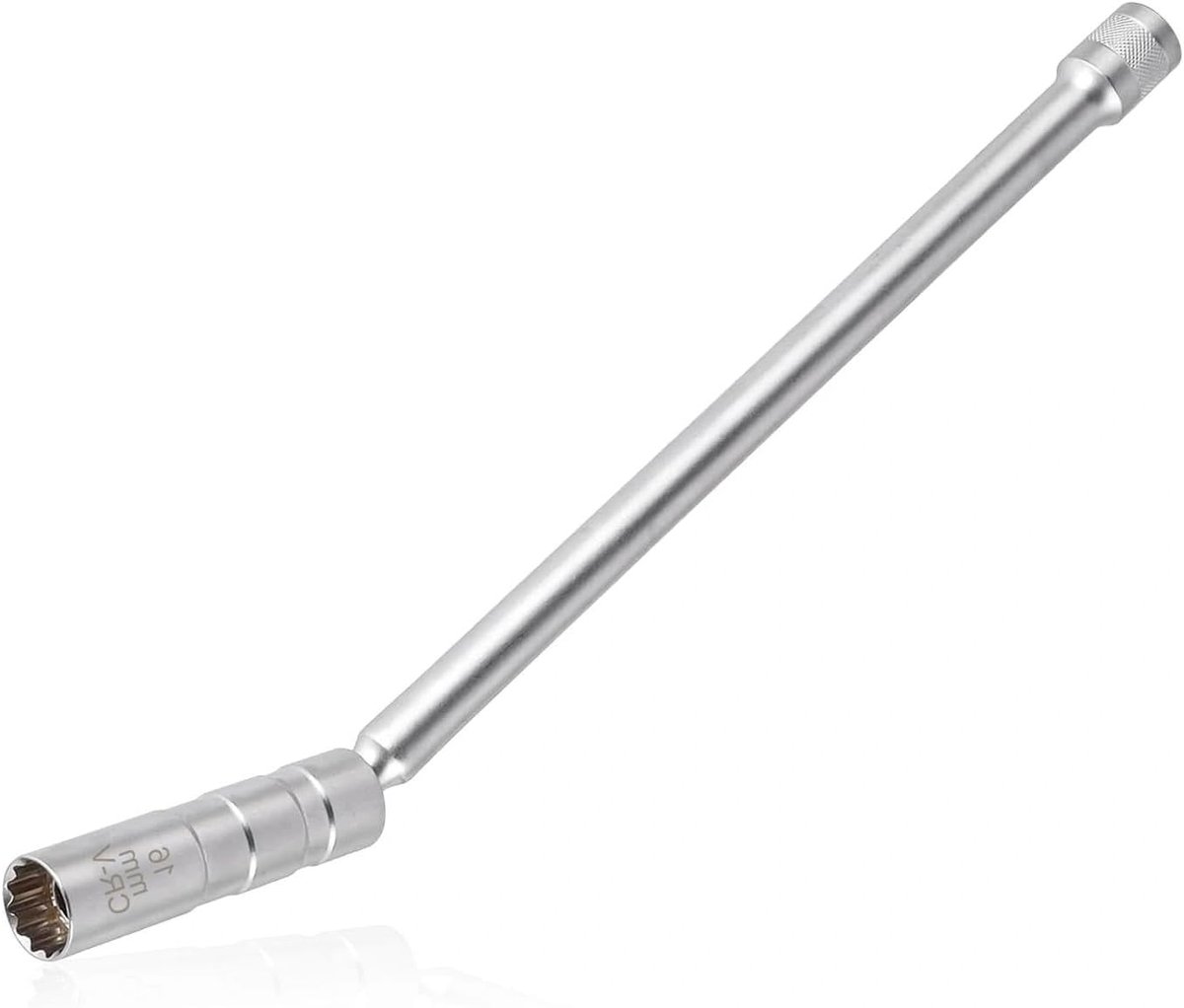 Bougiesleutel Met Magneet - Lange Flexibele Sleutel - Motor Onderhoud - 360 Graden Draaibaar - 16 mm - Zilverwit
