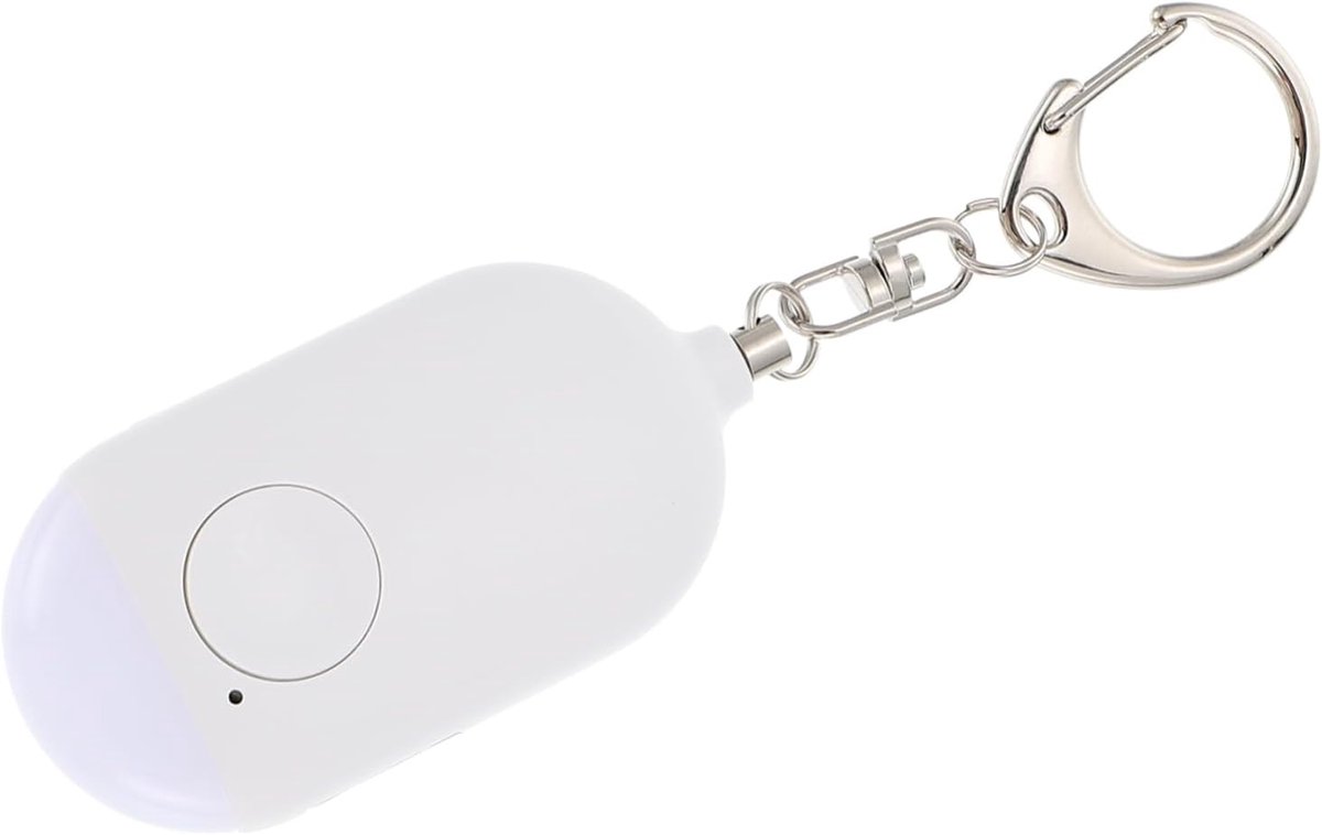 Persoonlijk Alarm - Noodalarm Sleutelhanger - Veiligheid Vergroten - Met Ingebouwde LED - 7x7x7 cm - Wit