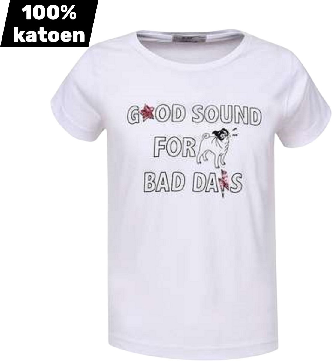T-shirt 100% katoen good sound wit 146