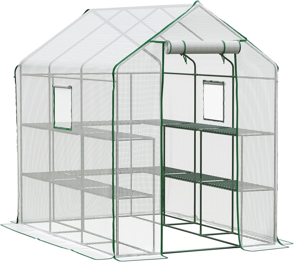 Foliekas Tomatenkas - Inloopkas Kweekkas - Planten Beschermen - Met Versterkte Stangen - 145 x 212 x 198 cm - Wit