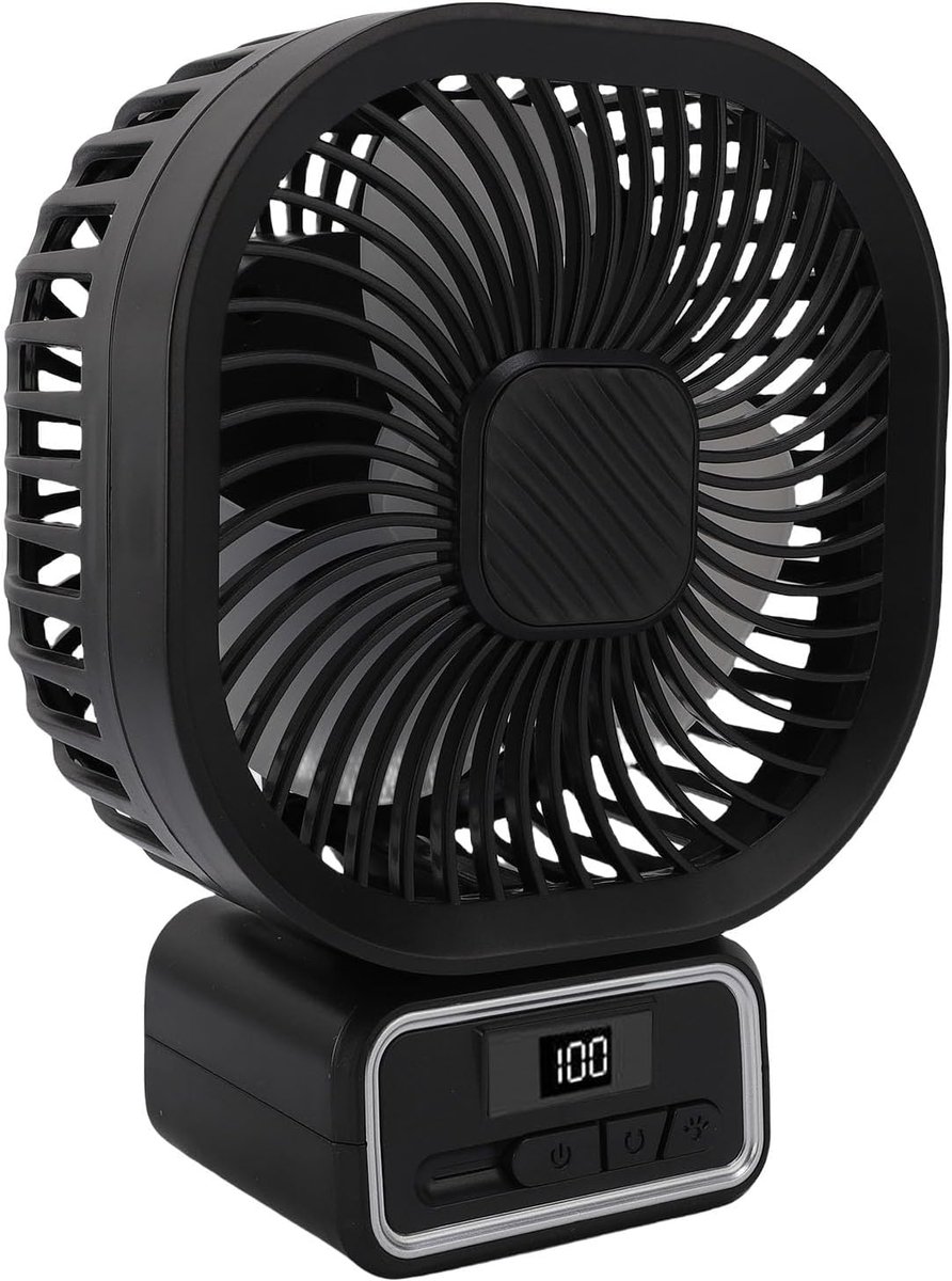 Draagbare Ventilator - Fietsventilator Bureauventilator - Koelte Bieden - Digitaal Display - 16D x 8W x 8H cm - Zwart