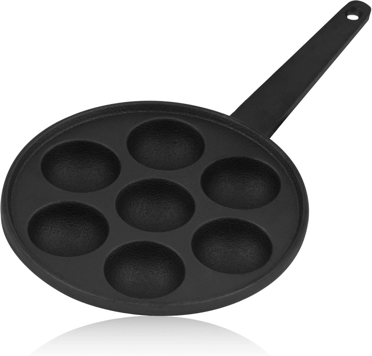 Poffertjespan - Gietijzer - Voor 7 Poffertjes - Preseasoned - Geschikt voor Alle Fornuizen