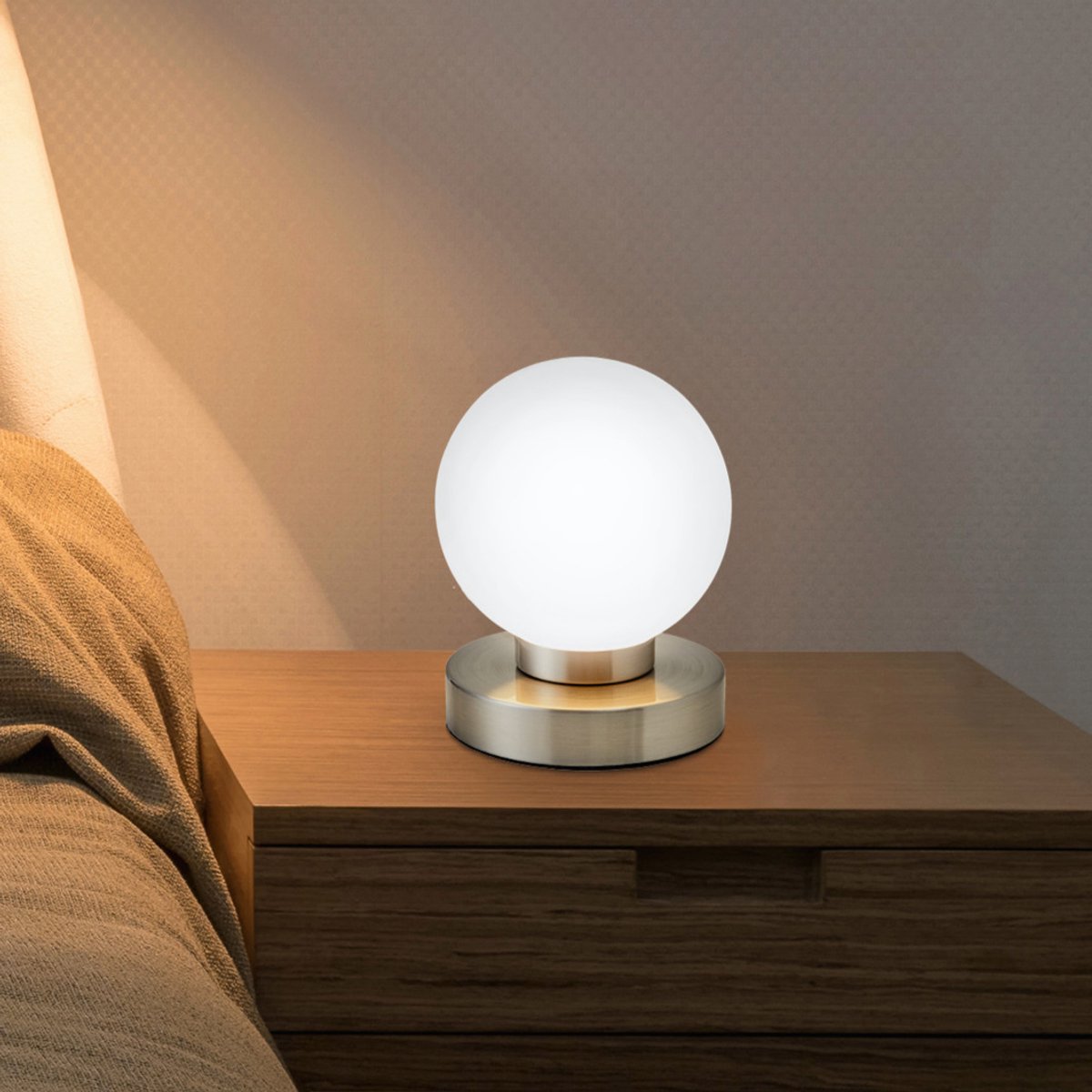Bol.com B.K.LICHT - Tafellamp - dimbaar bedlamp - tafellamp woonkamer met glas - E14 fitting - h: 15.7cm aanbieding