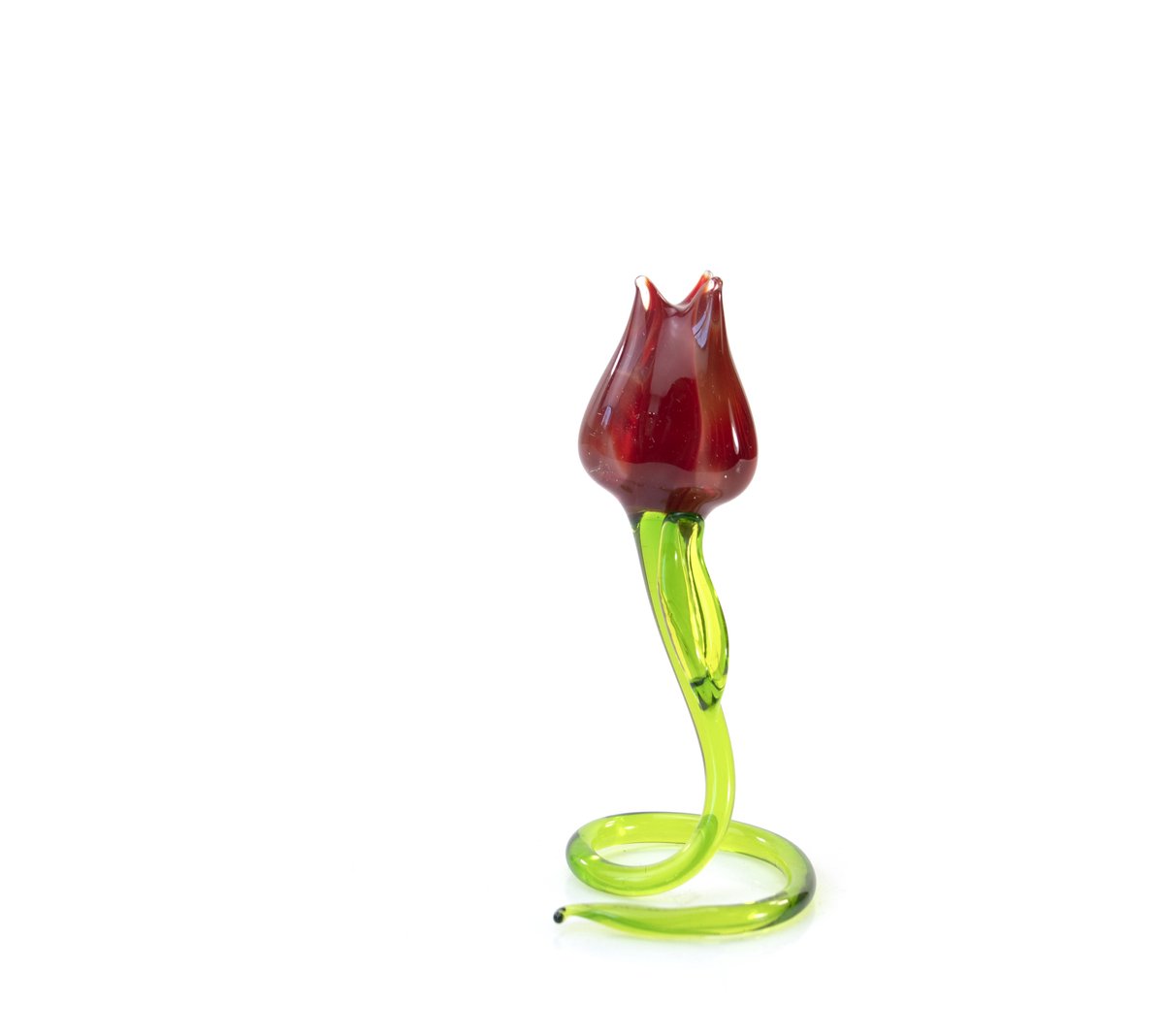 Rode Glazen Tulp Staand 11 cm - Decoratieve Glazen Bloem - Woondecoratie