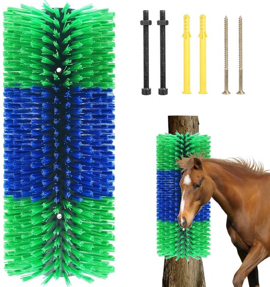 Veekrabborstel - Paardenkrabborstel - Veereinigingsborstel - Jeuk Bij Dieren Verlichten - Eenvoudig te Installeren - Houd Dieren Schoon - 40cm - Blauwgroen Veekrabborstel - Paardenkrabborstel - Veereinigingsborstel - Jeuk Bij Dieren Verlichten - Eenvoudig te Installeren - Houd Dieren Schoon - 40cm - Blauwgroen