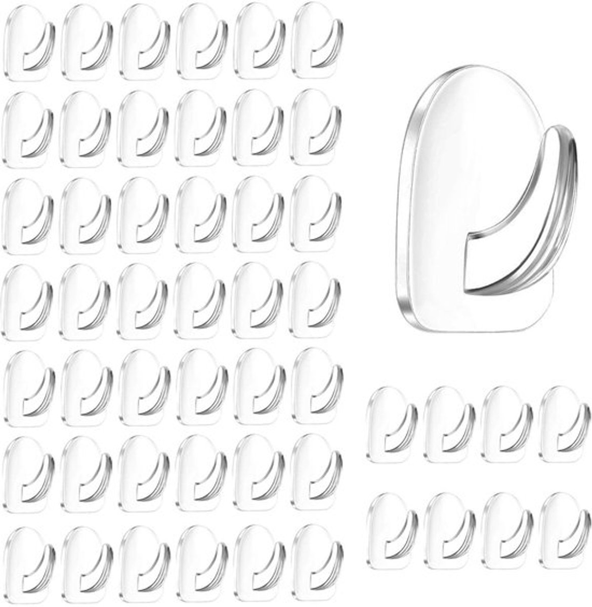 Dailygoods- Wandhaak 50 Stuks - Zelfklevend - Transparant - Herbruikbaar