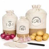 Valora Premium Bewaarzakken Set – Aardappelpot en Uienpot en Knoflookpot - 3 Zakken - Aardappelbak - Bewaardoos - Voorraadpotten