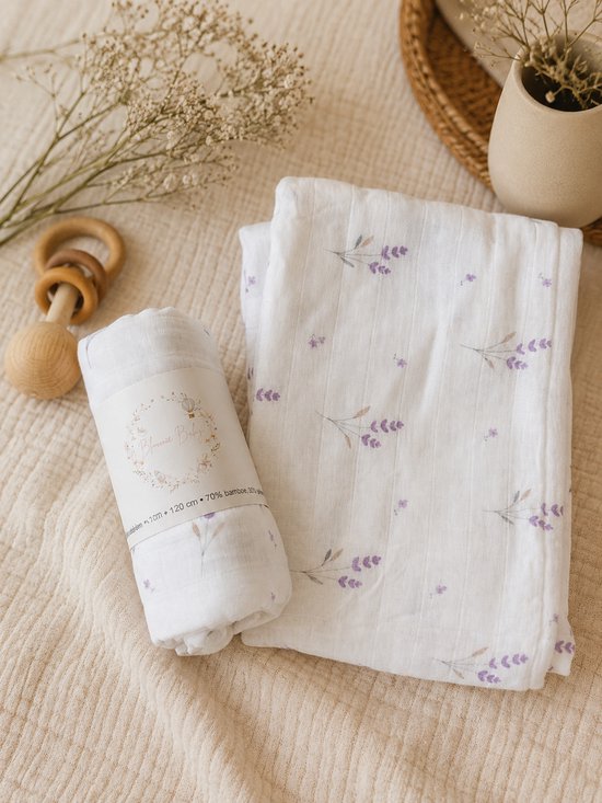 Boomie Baby - Hydrofiele Doek XL Lavendel - 120x120 cm - Baby Doek Bamboe - Kraamcadeau — afbeelding 2