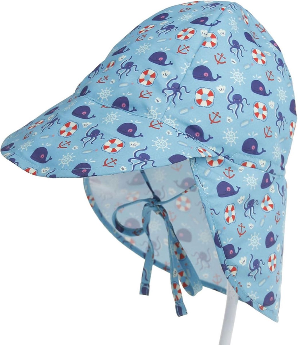 Baby Zonnehoed - Kinder Zonnehoed - Bescherming Tegen Zon - Verstelbare Kinband - UPF 50+ - Blauw