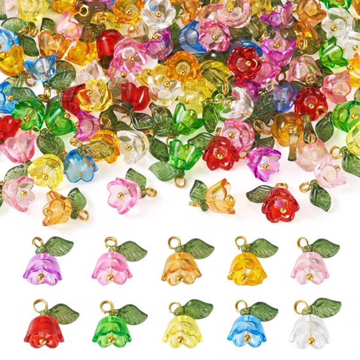 Zeynomax - Lelie Bloemen Hangers - 10 Kleuren - Transparant Acryl - Charms voor DIY