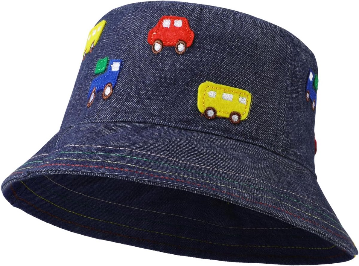 Kinder emmerhoed - Zomer zonneklep - Bescherming tegen zon - UPF50+ zonwering - 1-3 jaar - Blauw
