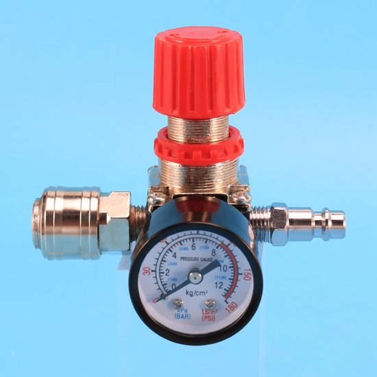 Drukregelaar Compressor - Reduceerventiel 3 Gaten - Luchtdruk Regelen - 3 Gaten Aansluiting - 12 Bar - null — afbeelding 2