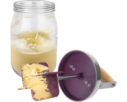 Boter Maker - Boter Churner Mixer - Zelf Boter Maken - Glazen Pot Houten Handvat - 1500ml - Transparant