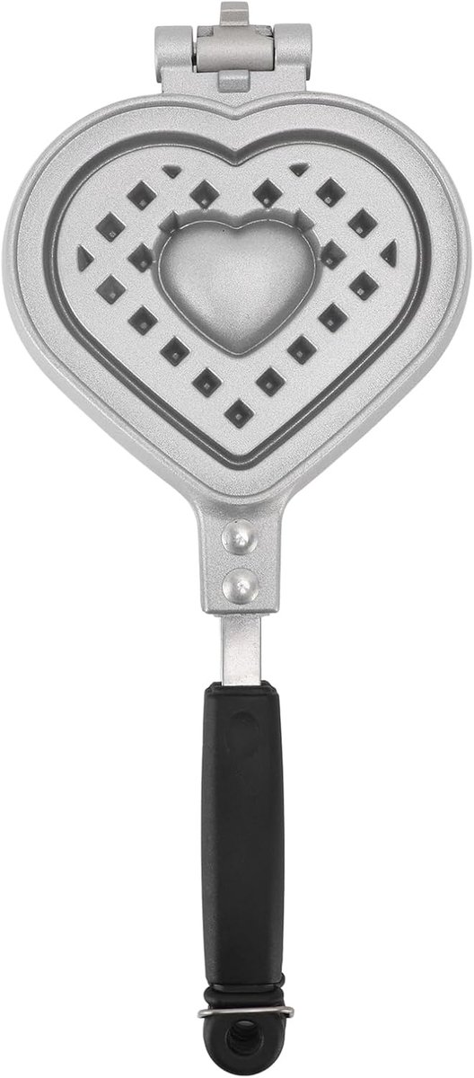 Hartvorm Wafelpan Wafelmaker Bakvorm Lekkere Wafels Maken Dubbelzijdig Anti-aanbak 14.5x35cm Zilver