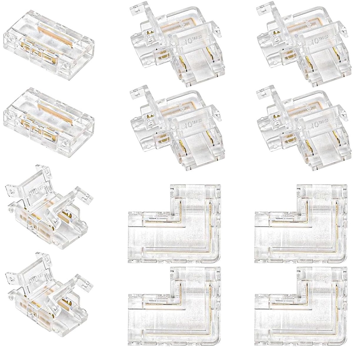 Ledstrip Connectoren Set - Verbindingsclips - Verlichting Maken - Solderen Vrij - 12 Stuks - Transparant