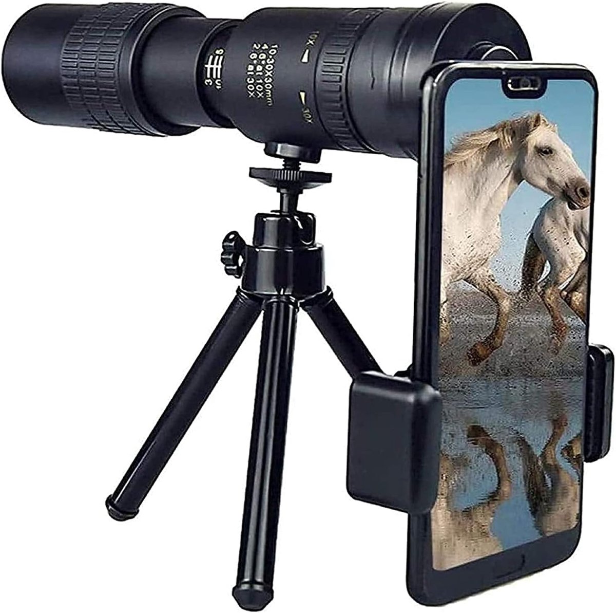 Monoculaire Telescoop - Telezoom Kijkglas - Vogels Kijken - Smartphone Compatibel - 10-300x40mm - Zwart