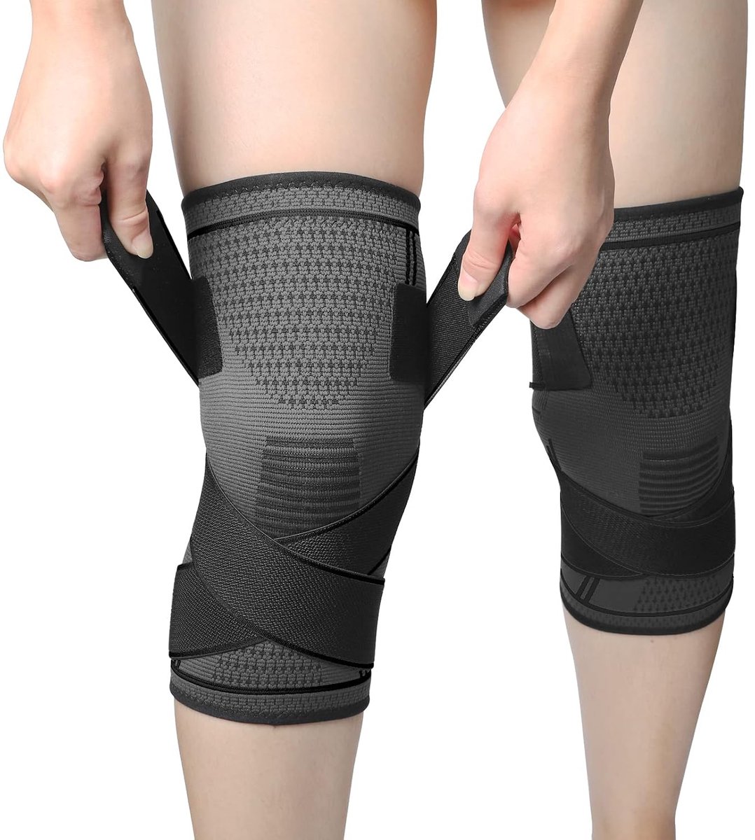 Sport Kniebeschermers - Kniebrace Set - Actief Blijven - Antislip Siliconen Band - 2 Stuks - Zwart