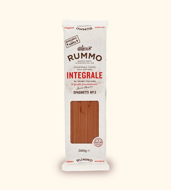 Rummo Integrale Spaghetti Nº3, paquet de 500g de spaghetti de blé entier de blé italien.