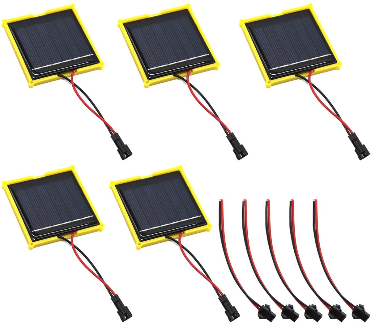 Mini Zonnepaneel - Kleine Zonnecel - Doe-het-zelf Projecten - Voorbedrade Connector - 5 Stuks - Geel