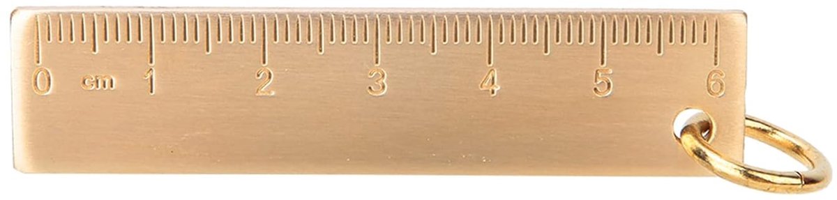 Mini Liniaal Hanger - Meet Instrument - Kantoor School - Massief Messing - 6 cm Lang - Messingkleurig