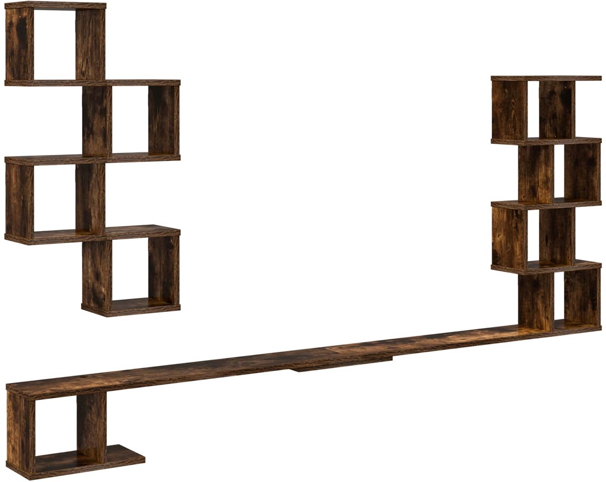 vidaXL - Wandgemonteerd - TV - Rek - Gerookt - eiken - 180 - x - 15 - x - 94 - cm