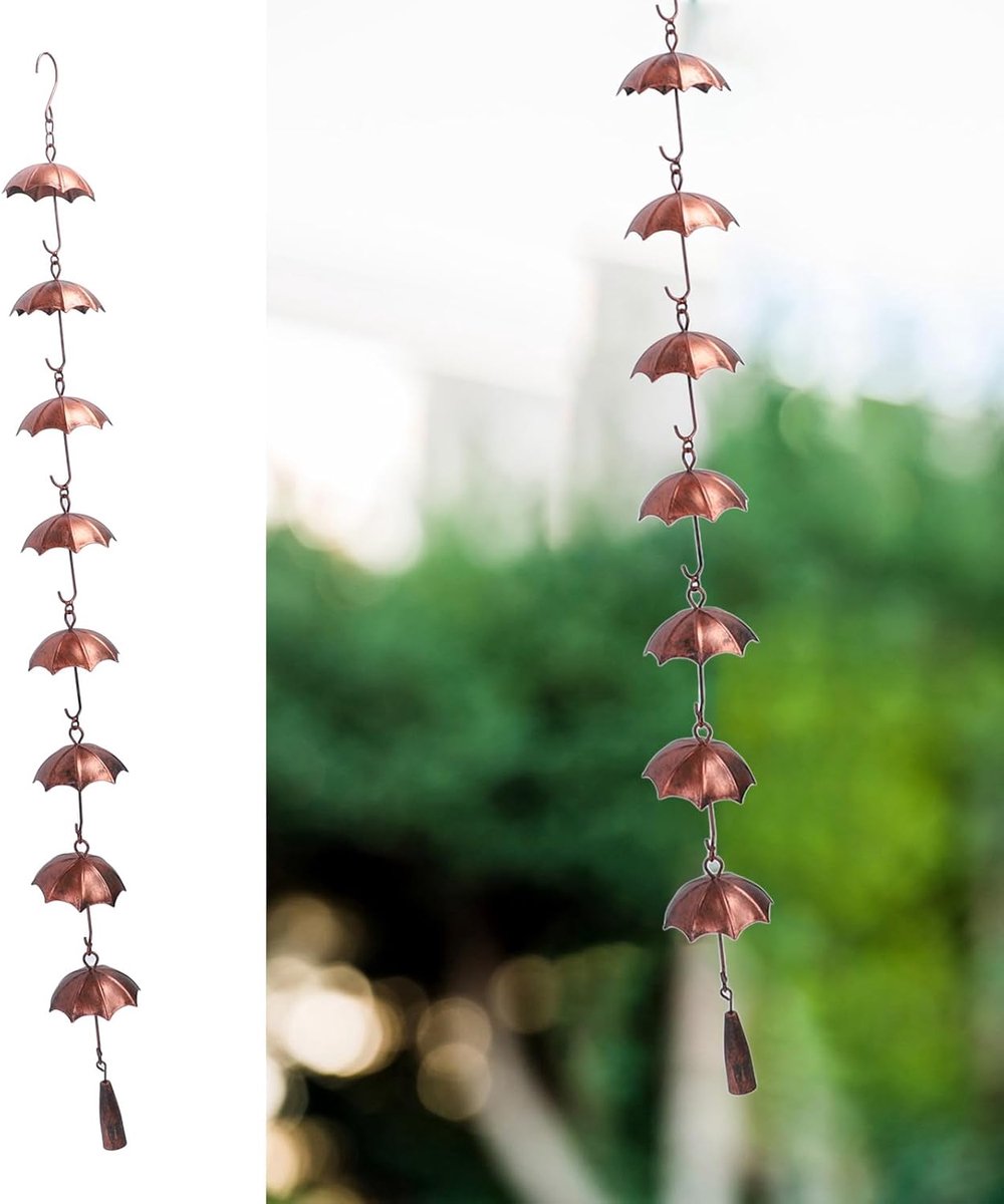 Regenketting Decoratief - Waterafvoer Ketting - Tuin Decoratie - 8 Mokken Ontwerp - 100 cm - Vintage Goud