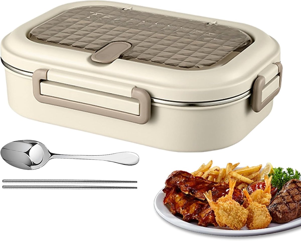 Isolerende Lunchbox - Warmhoud Bak - Maaltijd Meenemen - Roestvrij Staal - 24 x 17 x 8 cm - Zwart