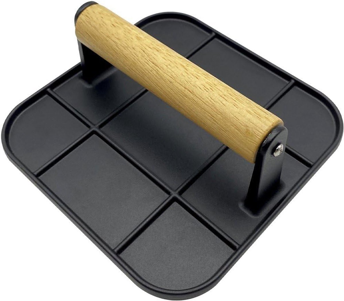 Burgerpers - Vleesmolen - Burgers Maken - Houten Handvat - 16x16x6 cm - Zilver