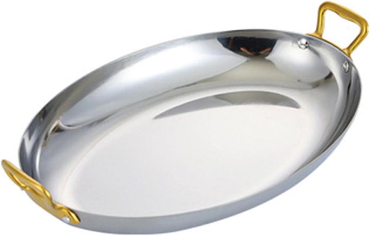 Paellapan Ovaal Kookgerei Zeevruchten Heerlijk Koken Dubbele Handgrepen 40 cm Zilver