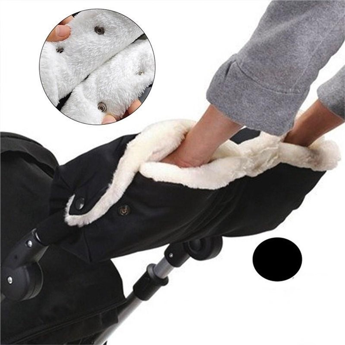 YAGXIG Warme wanten voor kinderwagen - Waterdichte wanten - Universele warme wanten - Met katoenen voering - Warme wanten voor kinderwagen - Zwart