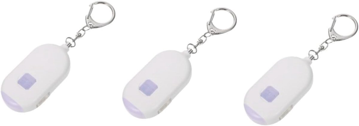 Persoonlijk Alarm - Veiligheidssirene Sleutelhanger - Zelfbescherming - Ingebouwde LED Lamp - 3 stuks - Wit