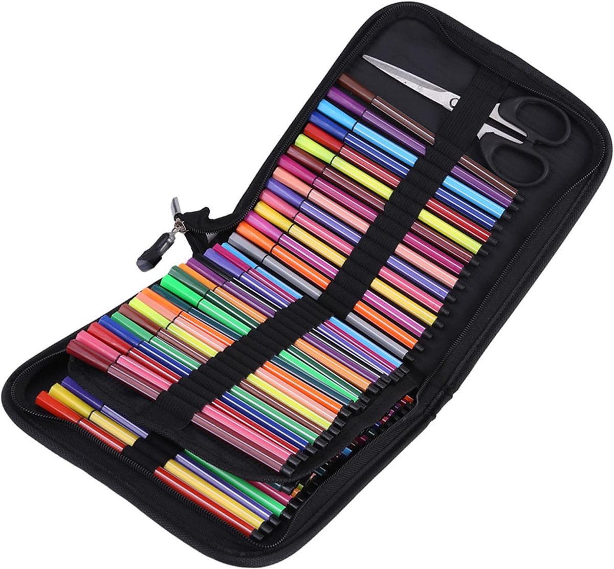 Pennen Etui - Potlood Opberger - Kunst Benodigdheden - Grote Capaciteit - 72 Slots - Zwart