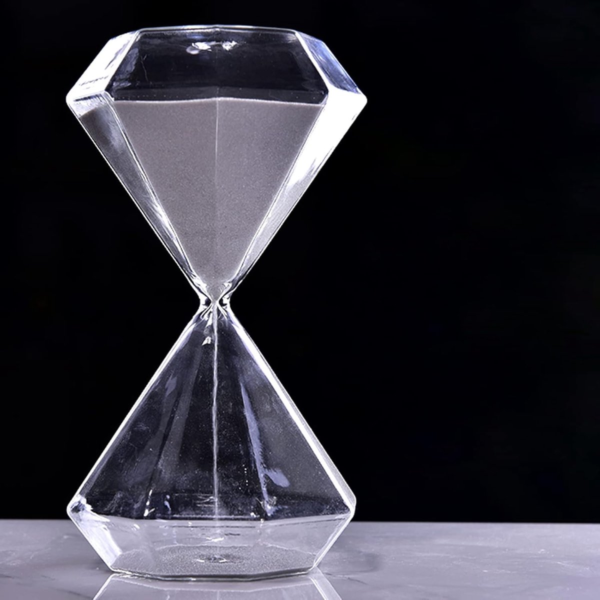 Zandloper Timer - Keukentimer Zandklok - Tijd Management - Diamant Vorm - 30 minuten - Wit