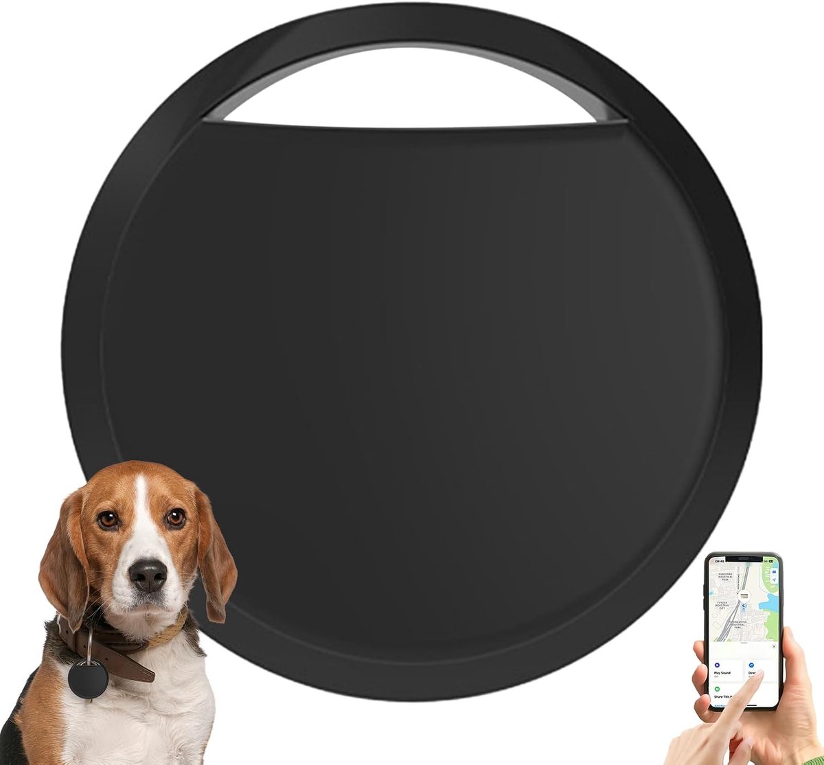 Slimme Tracker Tag - Locatieapparaat Volgsysteem - Veilige Bezittingen - Audiovisuele Waarschuwingen - 3.6x3.6 cm - Zwart