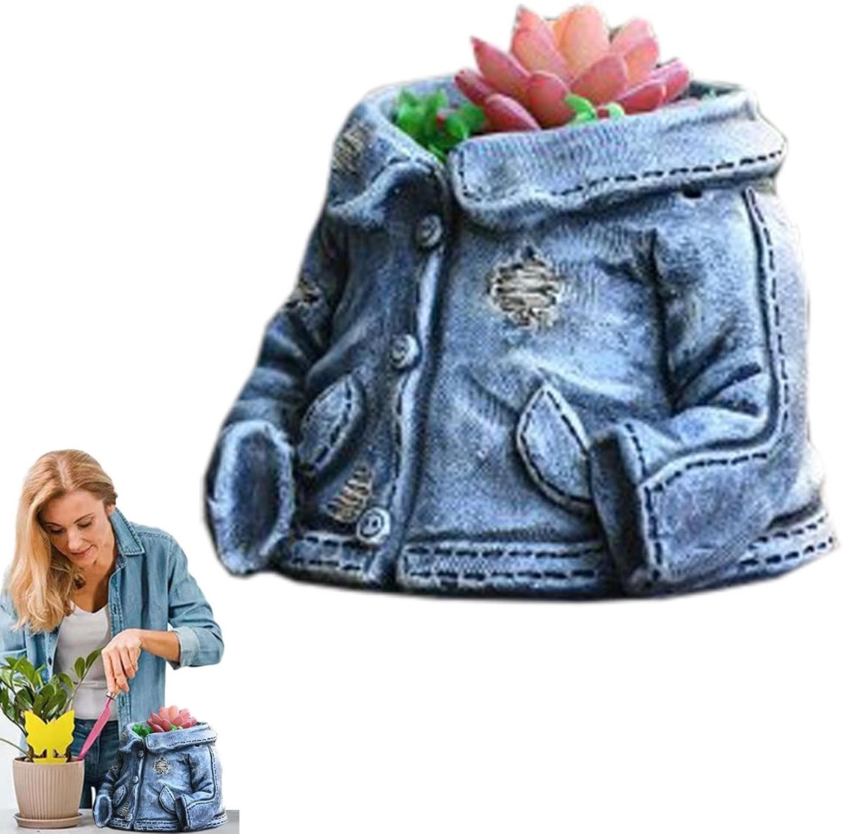 Plantenpot Cowboy Broek - Bloemenpot Uniek - Decoratief Buiten - Vrolijk Design - 17x15x12cm - Apparel