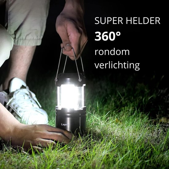 LEPRO Kampeerlamp Set 4 Stuks - Opvouwbare Tentlamp op Batterijen - IPX4 Waterdicht - 140 Lumen — afbeelding 4